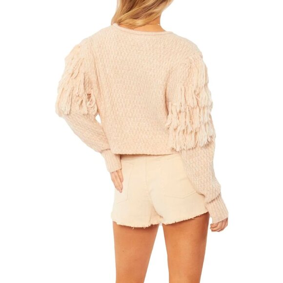 NWT Amuse Society Rocha Fringe Tassel Chunky Knit Sweater Long Sleeve Knit Top M - Picture 2 of 8